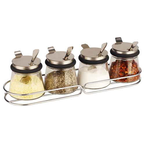 居元素玻璃調(diào)味罐四件套裝 歐式創(chuàng)意設(shè)計(jì)，點(diǎn)亮廚房美好生活